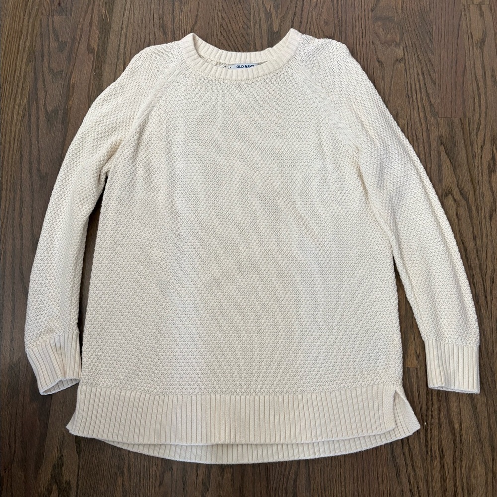 Old Navy Cream Crew Neck Tunic Sweater